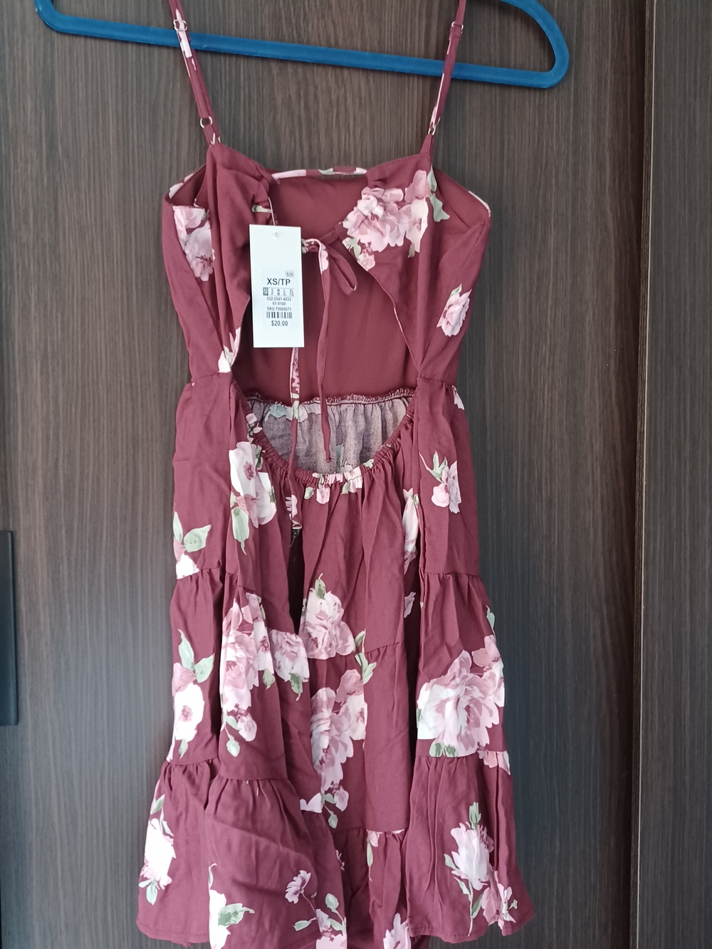 Urban Planet Maroon Floral Tiered Midi Dress - Picture 3 of 3